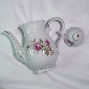 Vintage Large Royal Sealy Japan Moss Rose Porcelain Fine China Teapot With Lid